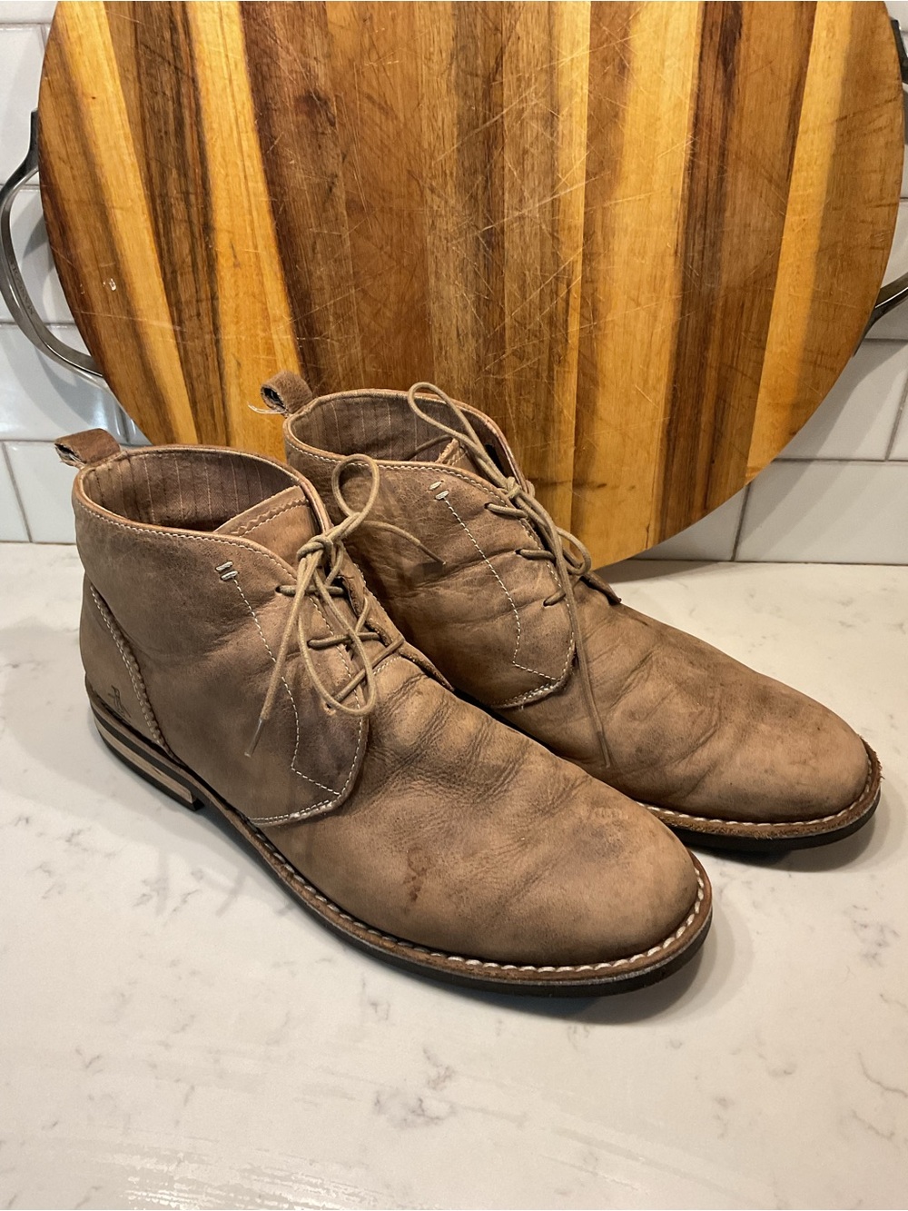 Original Penguin Men's Taupe Chukka Boots with Lace-Up Closure